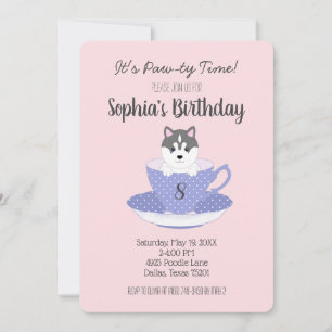 Tea Cup Welpe Geburtstagsparty Einladungen