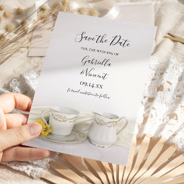 Tea Cup with Yellow Daisies Wedding Save the Date