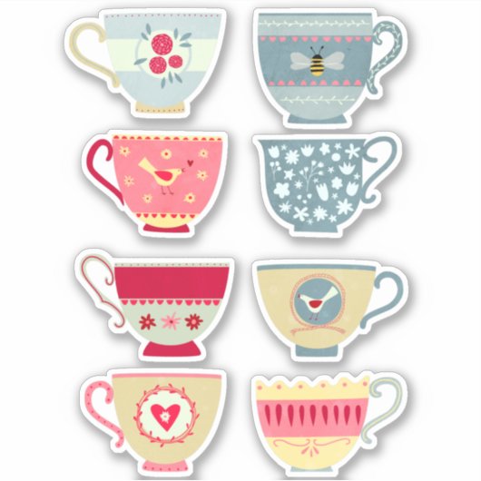 Tea Cups Aufkleber (Vorderseite)