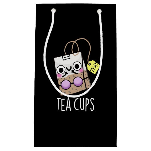 Tea Cups Funny Bra Puns Dark BG Kleine Geschenktüte (Vorderseite)