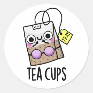Tea Cups Funny Bra Puns Runder Aufkleber