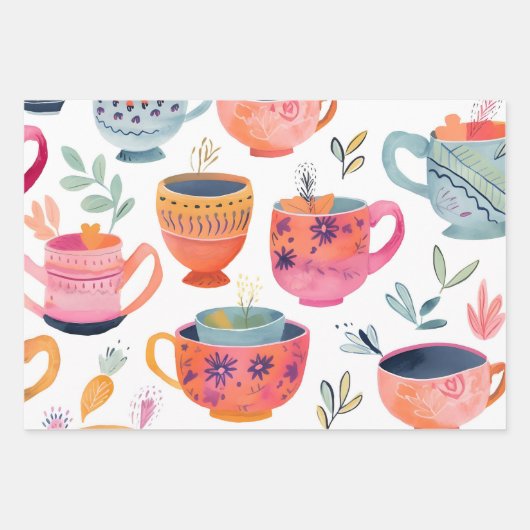 Tea Cups Geschenkpapier Set (Vorderseite)