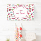 Tea Cups Moderne Vintage Hochzeit Banner (Insitu)