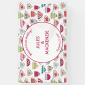 Tea Cups Moderne Vintage Hochzeit Banner (Vertikal)