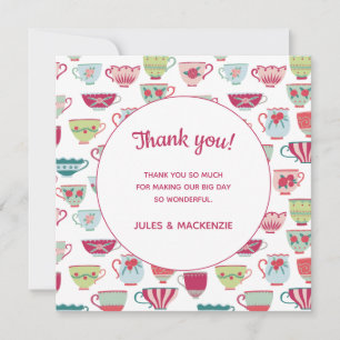 Tea Cups Moderne Vintage Hochzeit Danke Karte
