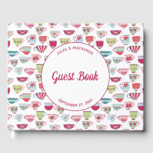Tea Cups Moderne Vintage Hochzeit Gästebuch