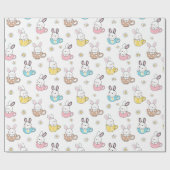 Tea Cups und Daisies Geschenkpapier (Flach)