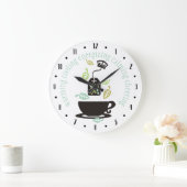 Tea cures everything crown tea leaves teacup große wanduhr (Zuhause)