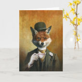 Tea Drinking Fox Karte (Gelbe Blume)