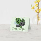 Tea Drinking Ladybug Card Karte (Gelbe Blume)