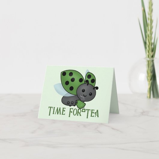Tea Drinking Ladybug Card Karte (Vorderseite)