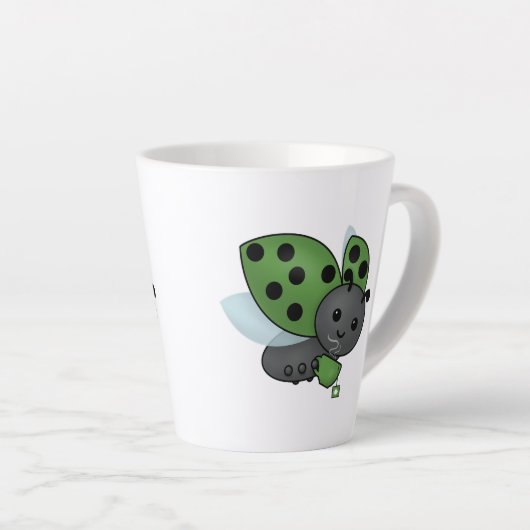 Tea Drinking Ladybug Latte Tasse (Rechte Ecke)