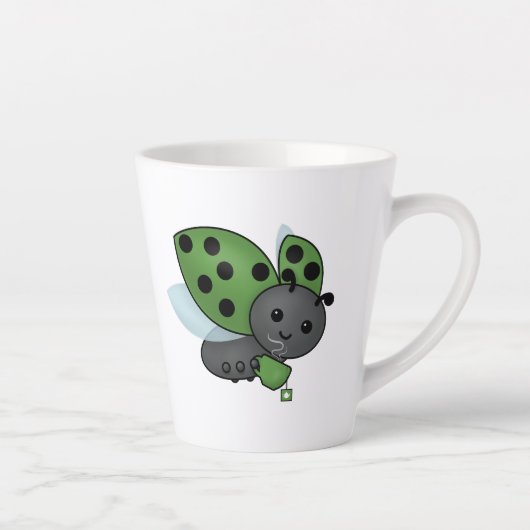 Tea Drinking Ladybug Latte Tasse (Rechts)