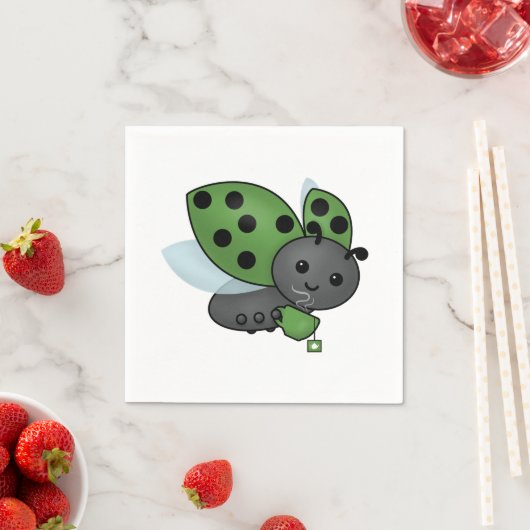Tea Drinking Ladybug Napkins Serviette (Beispiel)