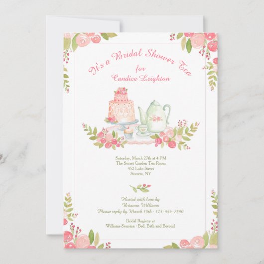 Tea Empfang Dusche Einladung (Vorderseite)