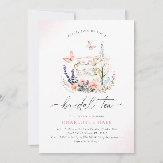 Tea Floral Brautparty Einladung (Vorderseite)