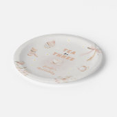 Tea for Three Birthday Invitation for Girls Pappteller (Schrägansicht)