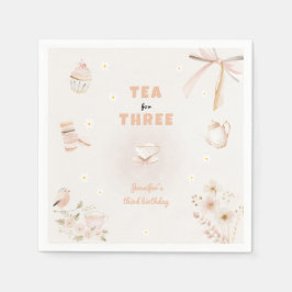 Tea for Three Birthday Invitation for Girls Serviette