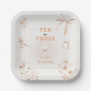 Tea for Three Geburtstags-Teeparty für Mädchen Pappteller