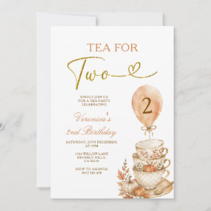 Tea for Two 2. Geburtstag Kürbis Herbst Floral Einladung