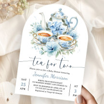 Tea For Two Baby Shower Junge Dusty Blue Bogen