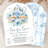 Tea For Two Baby Shower Junge Dusty Blue Bogen Einladung