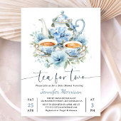 Tea For Two Baby Shower Junge Dusty Blue Einladung
