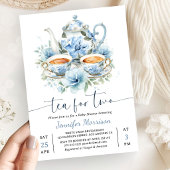 Tea For Two Baby Shower Junge Dusty Blue Einladung