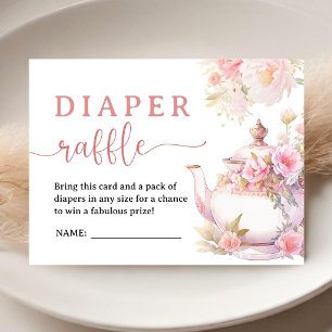 Tea for Two Baby Shower-Teeparty-Windelraffel Begleitkarte