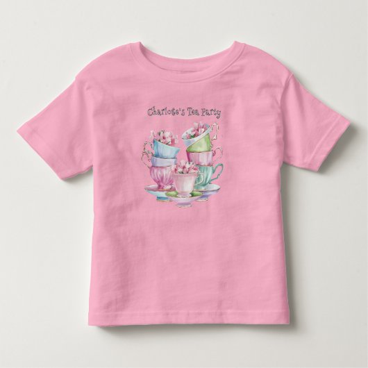 Tea for Two Elegant Girl's Birthday Party Kleinkind T-shirt (Vorderseite)