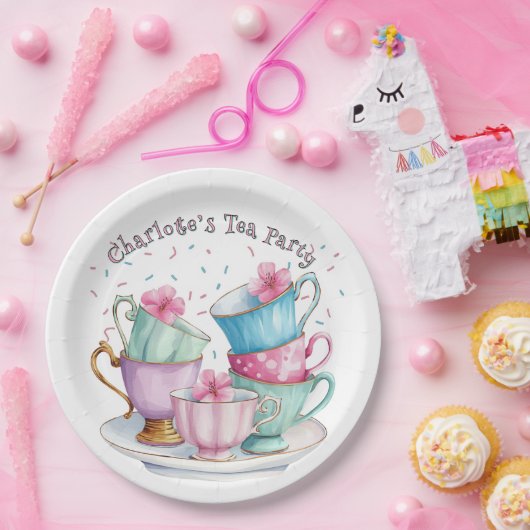 Tea for Two Elegant Girl's Birthday Party Pappteller (Party)