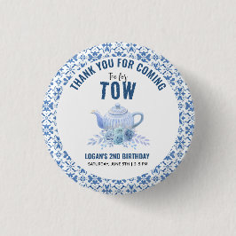 Tea for Two – Floral 2nd Birthday Party Button