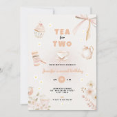 Tea for Two Pastel Birthday Invitation for Girls Einladung (Vorderseite)