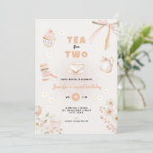 Tea for Two Pastel Birthday Invitation for Girls Einladung (Stehend Vorderseite)