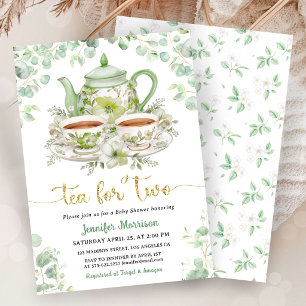 Tea for Two Tea Baby Shower Zwillinge Geschlechtsn Einladung
