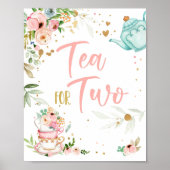 Tea for Two Tea Party Girl 2nd Second Birthday Poster (Vorne)