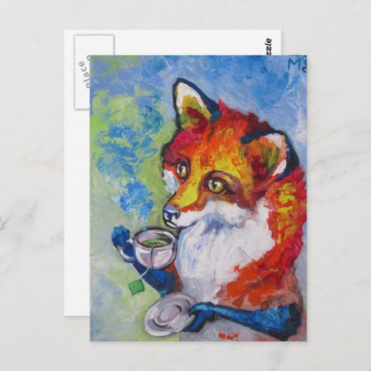 Tea Fox Postkarte (Vorne/Hinten)