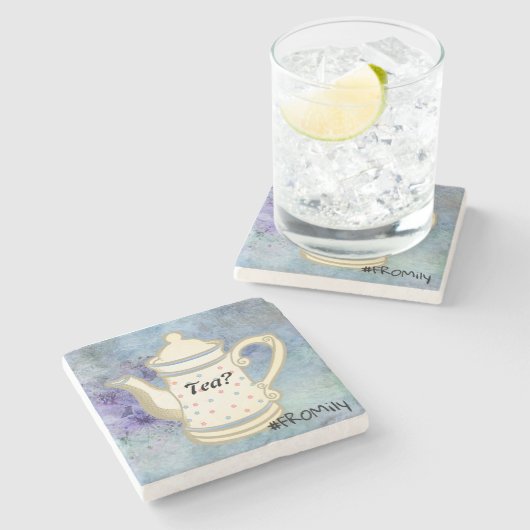 Tea? #FROMily from Fandom Liu Diner Design Steinuntersetzer (Seitenansicht)