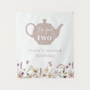 Tea für Zwei zum 2. Geburtstag Blumen Wandteppich