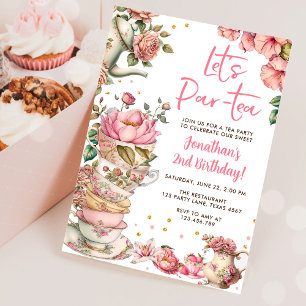 Tea Geburtstagsmädchen Party Par-tea Floral Geburt Einladung
