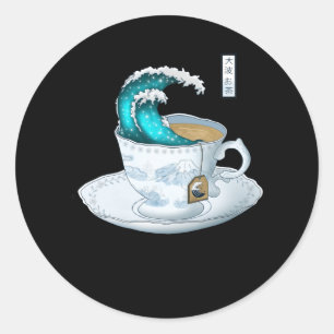 Tea Great Wave Off Kanagawa Runder Aufkleber
