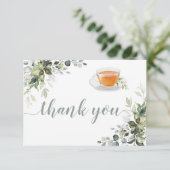 Tea Greenery Flat Danke Karte (Stehend Vorderseite)