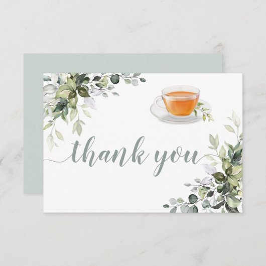 Tea Greenery Flat Danke Karte (Vorne/Hinten)