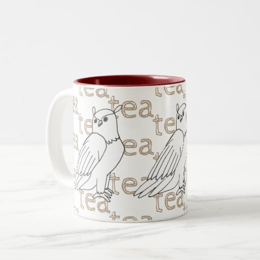 Tea Hand gezeichnet Owl Zweifarbige Tasse (Vorderseite Links)