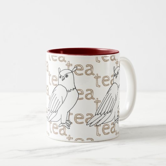 Tea Hand gezeichnet Owl Zweifarbige Tasse (VorderseiteRechts)