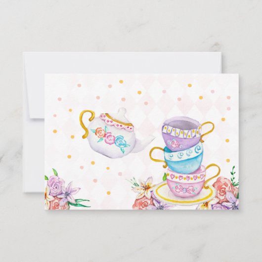 Tea Kindergeburtstag Dankeskarte (Rückseite)