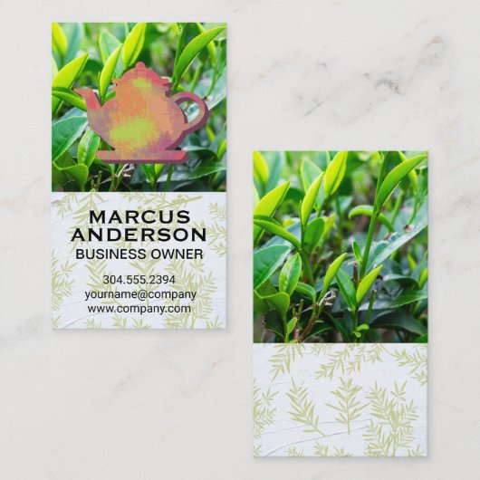 Tea Leaf Fields | Tee-Pot-Logo Visitenkarte (Vorne/Hinten)