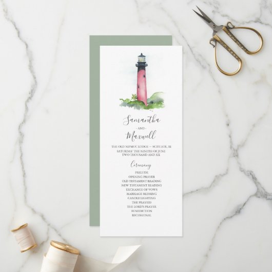 Tea Length Wedding Program Lighthouse Programm (Vorderseite/Rückseite Beispiel)