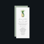 Tea Length Wedding Program Template Ananas Programm<br><div class="desc">Dieses Hochzeitsgeschenk mit Teelänge bietet eine einzigartige Ananas in Aquarellfarbe. Verwenden Sie die Vorlagenfelder, um Ihre Dienstreihenfolge hinzuzufügen. Die Karte kehrt zu einer soliden, grün schlüpfen Farbe zurück. Eine tropische Wahl für Hochzeiten am Strand. Weitere Hochzeitsthemen wie dieser Besuch www.zazzle.com/dotellabelle Einzigartige Kunst und Design von Victoria Grigaliunas of Do Tell...</div>