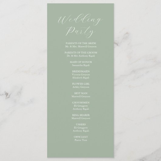 Tea Length Wedding Program Template Ananas Programm (Rückseite)